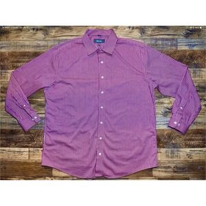 Kenneth Cole Reaction Button Down Shirt Slim Fit Sz XL 34-35 Red Gingham